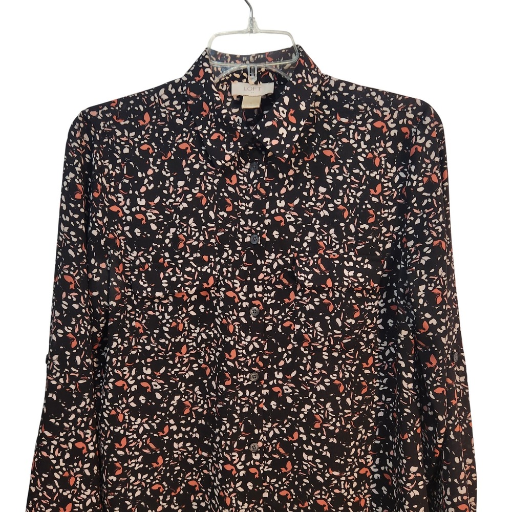LOFT Women's Long Sleeve Button Down Shirt Floral‎ Print Blouse Size S